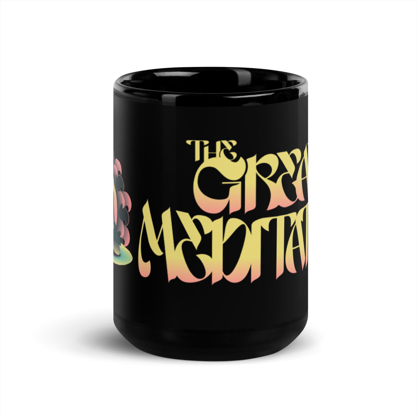 The Great Meditation Icon Black Glossy Mug